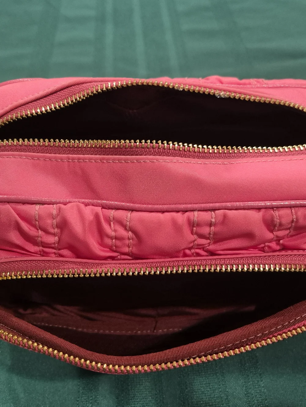 Coach Pink Leather/Nylon Ruched Quilted Texture Crossbody Bag(9